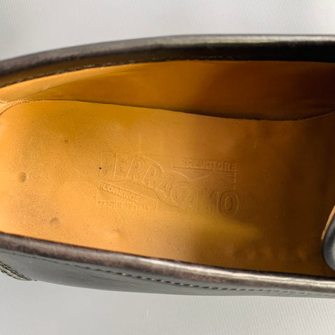 SALVATORE FERRAGAMO Size 8.5 Black Gold Loafers