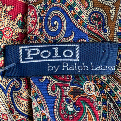 POLO by RALPH LAUREN Burgundy Gold Paisley Silk Tie
