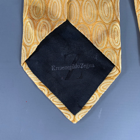 ZEGNA Yellow Gold Geometric Silk Tie