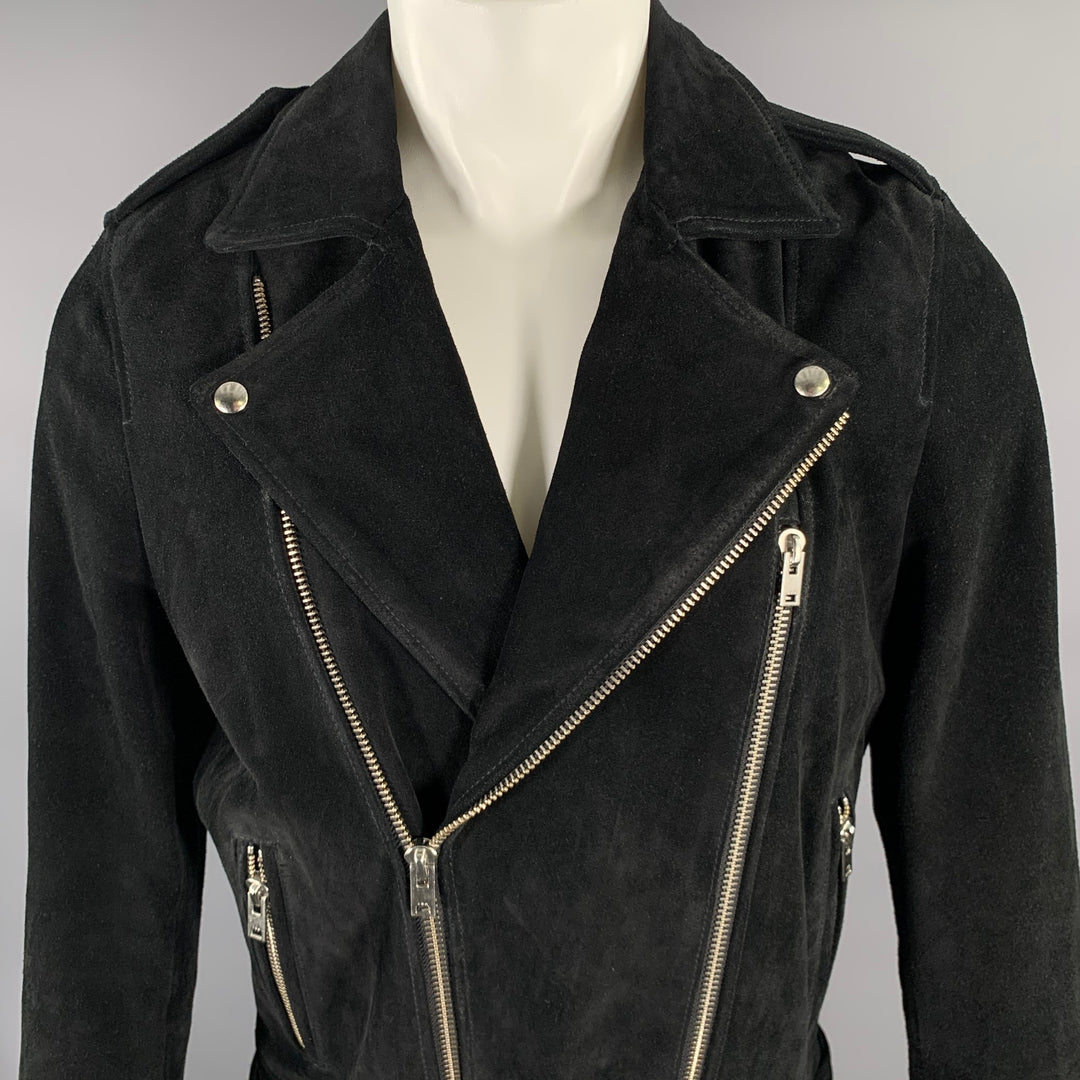 IRO Size M Black Leather Motorcycle Jacket