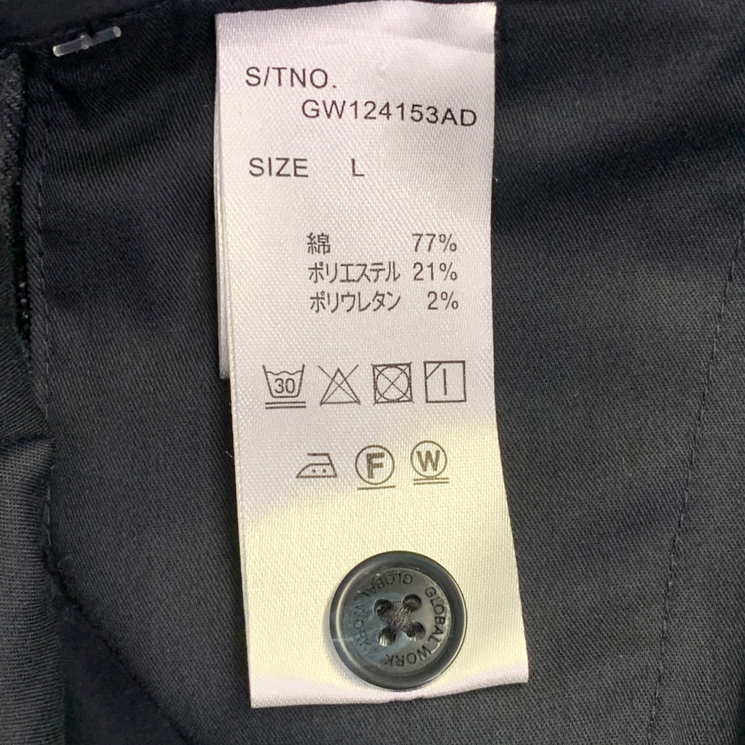 GLOBAL WORK Size L Indigo Twill Cotton Blend Drawstring Casual Pants