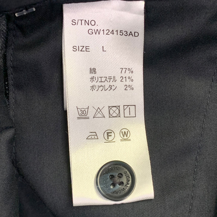 GLOBAL WORK Size L Indigo Twill Cotton Blend Drawstring Casual Pants