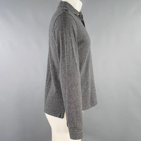POLO by RALPH LAUREN Size M Grey Charcoal Heather Cotton Half Placket Polo