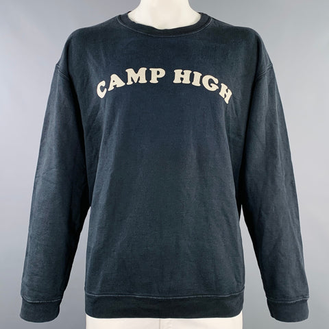 CAMP HIGH COLLECTIVE Size XXL Black Cream Logo Print Crew Neck Sweatshirt