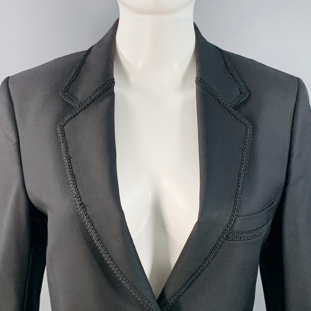 PAUL SMITH Size 6 Black Wool Twill Notch Lapel Jacket Blazer