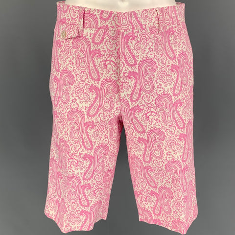 BLACK FLEECE Taille 28 Rose Blanc Paisley Coton Zip Fly Shorts