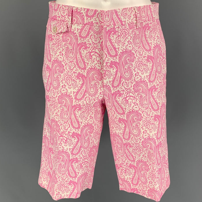 BLACK FLEECE Taille 28 Rose Blanc Paisley Coton Zip Fly Shorts
