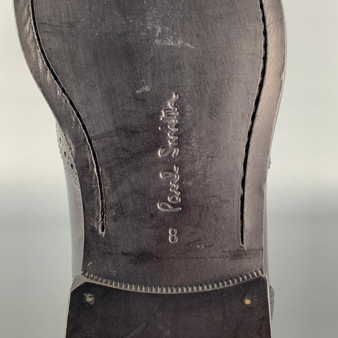 PAUL SMITH Size 9 Black Perforated Leather Wingtip Lace Up Shoes