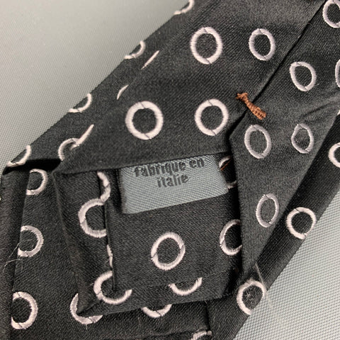 JOHN VARVATOS Black White Circles Silk Tie