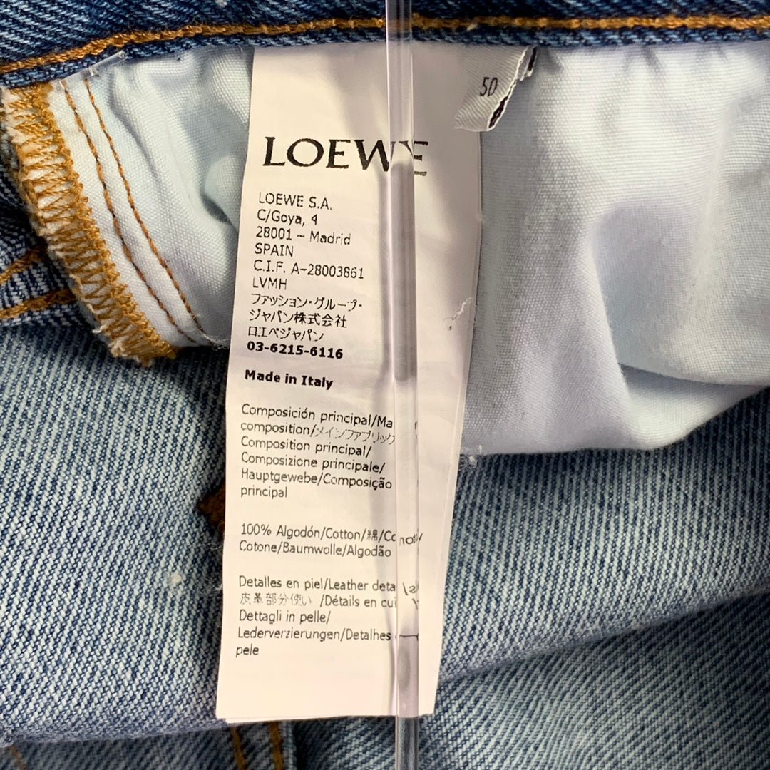 LOEWE x PAULA'S IBIZA Size 34 Blue Pink Green Dip Dyed Denim Twill Straight Jeans