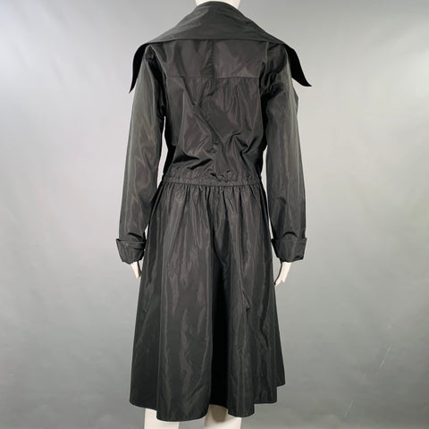 LAGERFELD Size 8 Black Silk Coat