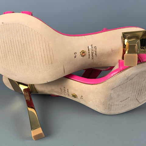 STUART WEITZMAN Size 9 Beatrix Pink Gold Leather Strappy Sandals