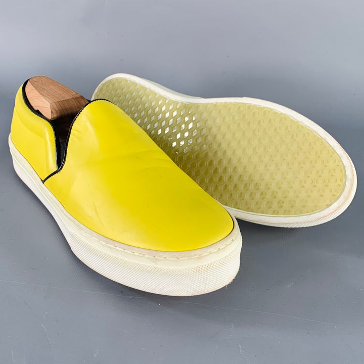 CELINE Size 9 Yellow Leather Slip On Sneakers