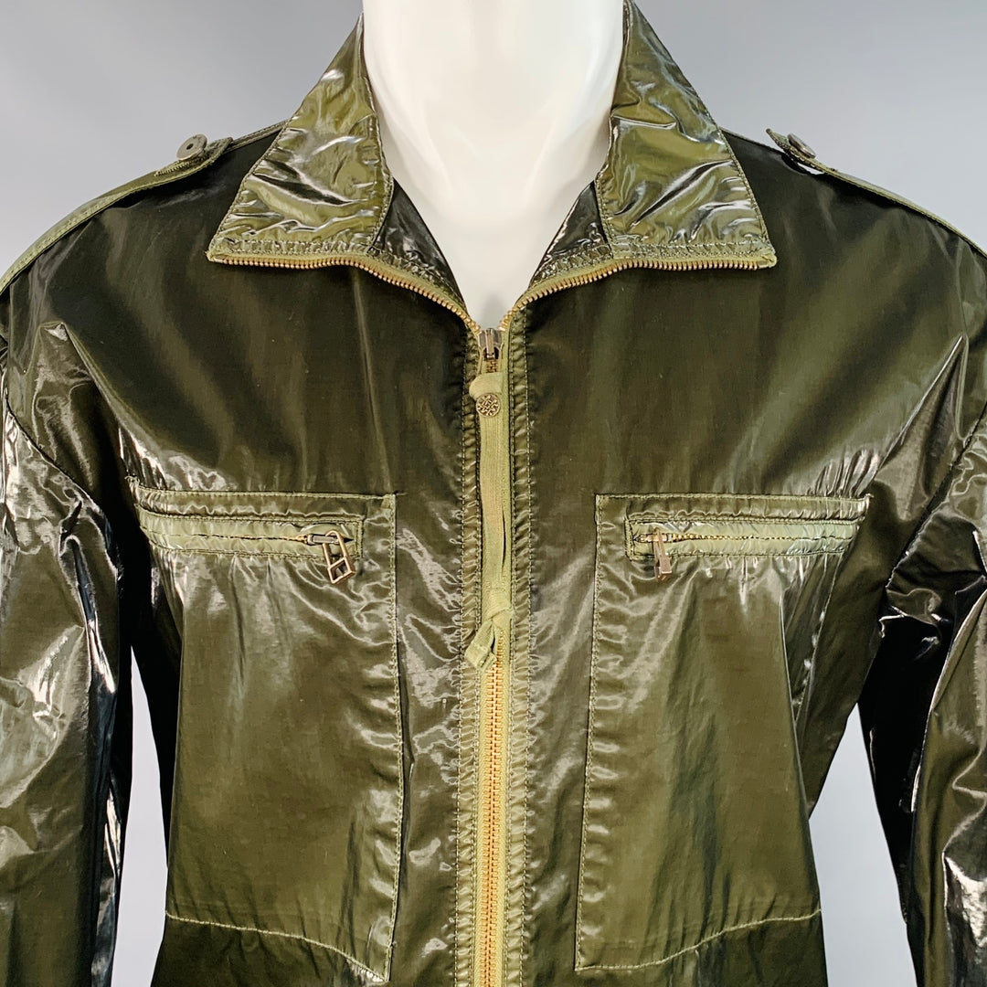 MR & MRS Size XS Green Olive Shimmery Cotton Blend Parka Jacket