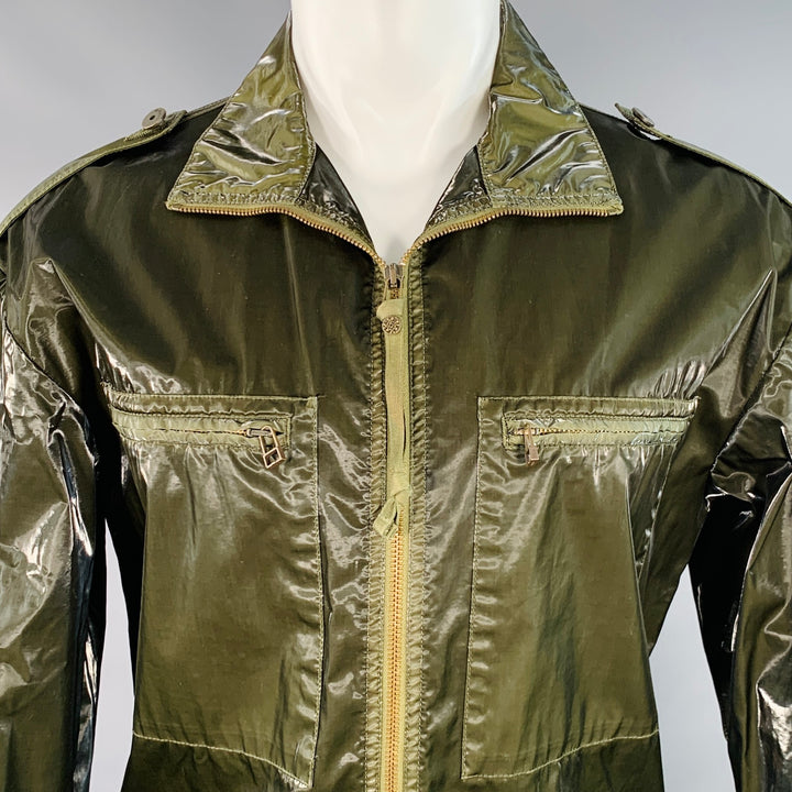 MR & MRS Size XS Green Olive Shimmery Cotton Blend Parka Jacket