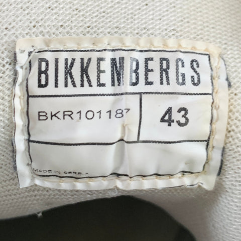 BIKKEMBERGS Size 10 Navy White Perforated Leather High Top Sneakers