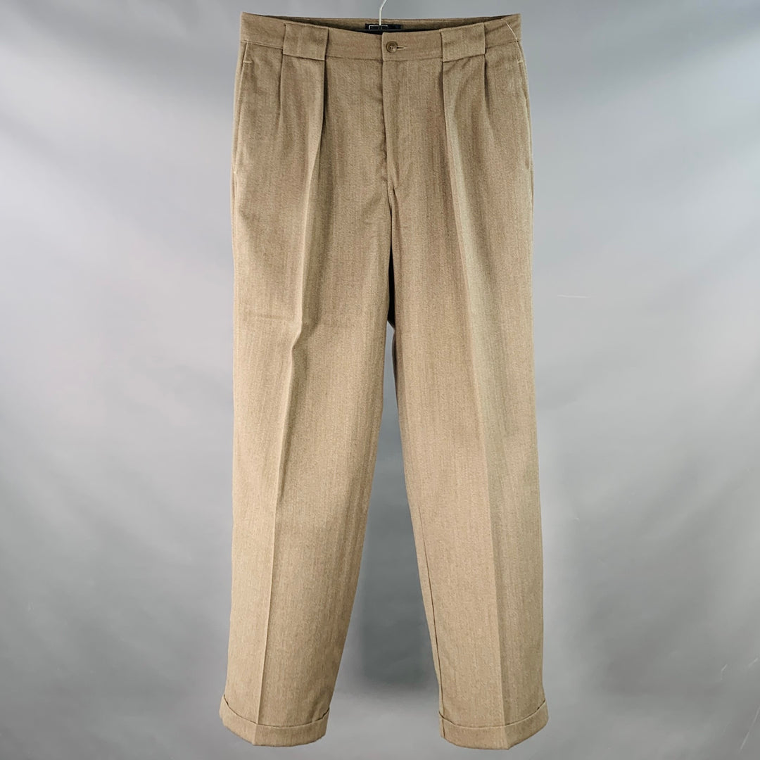 POLO by RALPH LAUREN Size 32 Brown Taupe Twill Wool Pleated Dress Pant –  Sui Generis Designer Consignment