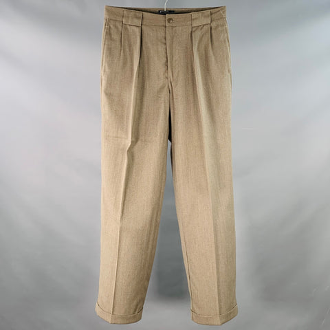 POLO by RALPH LAUREN Size 32 Brown Taupe Twill Wool Pleated Dress Pants