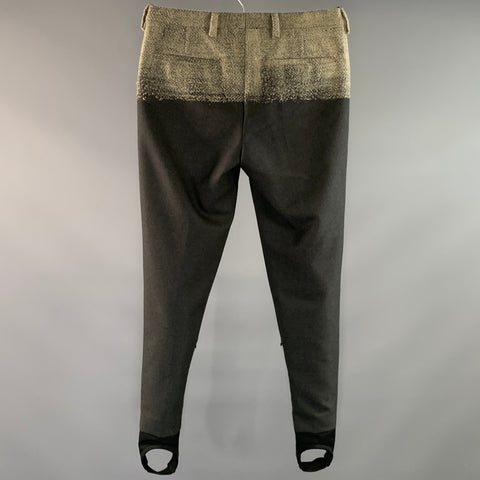 PRADA FW2007 Size 36 Tan Grey Mixed Fabrics Wool Polyester Button Fly Casual Pants