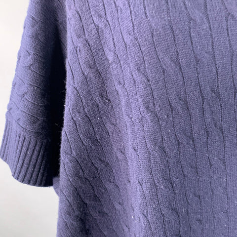 POLO by RALPH LAUREN Size M Navy Cashmere Cable Knit Turtleneck Poncho Sweater