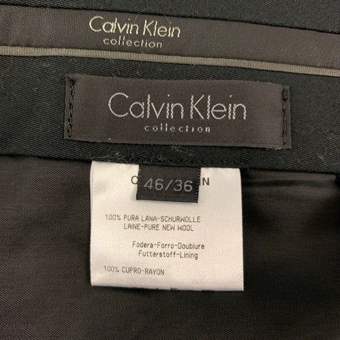 CALVIN KLEIN COLLECTION Size 36 Black Wool Notch Lapel Tuxedo Suit