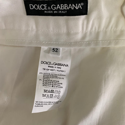 DOLCE & GABBANA Size 36 White Cotton Elastane Zip Fly Casual Pants