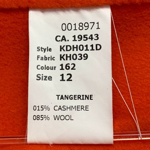 MICHAEL KORS Size 12 Orange Wool Cashmere Peak Lapel Coat