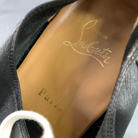 CHRISTIAN LOUBOUTIN Size 8.5 Black White Leather Low Top Lace Up Shoes