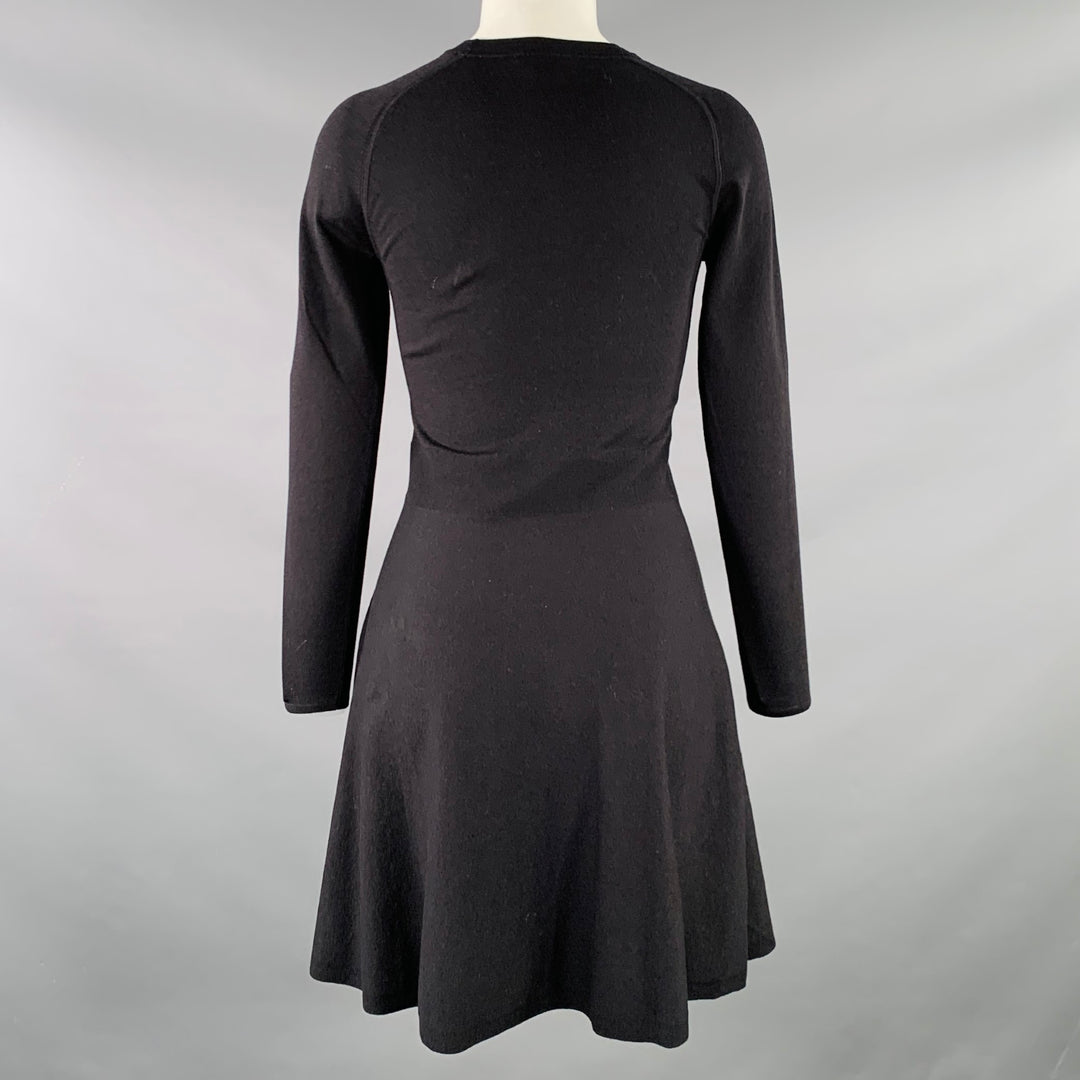 THEORY Size S Annarey Black Cotton Silk Blend Long Sleeve Knee Length Dress