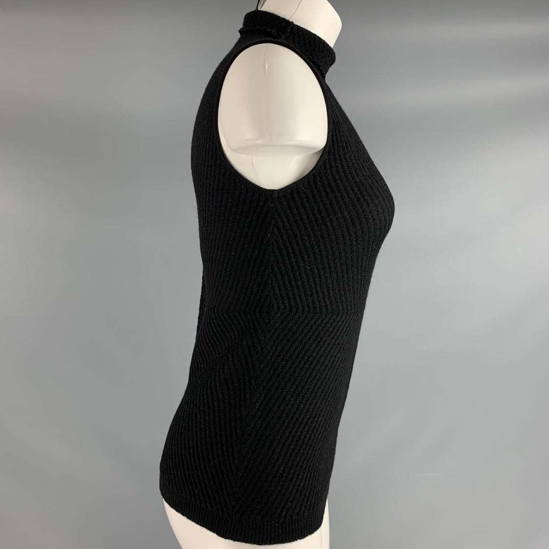 PIAZZA SEMPIONE Size M Black Knit Chevron Sleeveless Casual Top