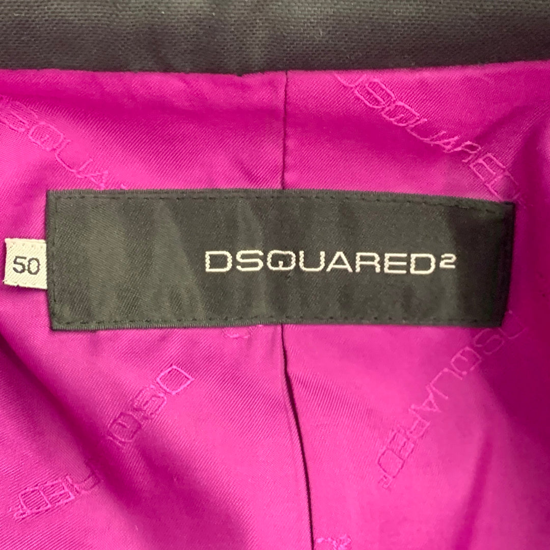 DSQUARED2 Size 40 Black Studded Cotton Blend Studded Notch Lapel Open Front Sport Coat