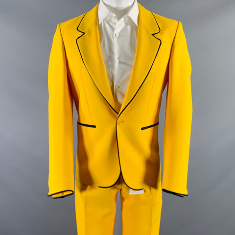 RANDOM IDENTITIES Chest Size 42 Yellow Black Polyester Notch Lapel 30 33 Suit