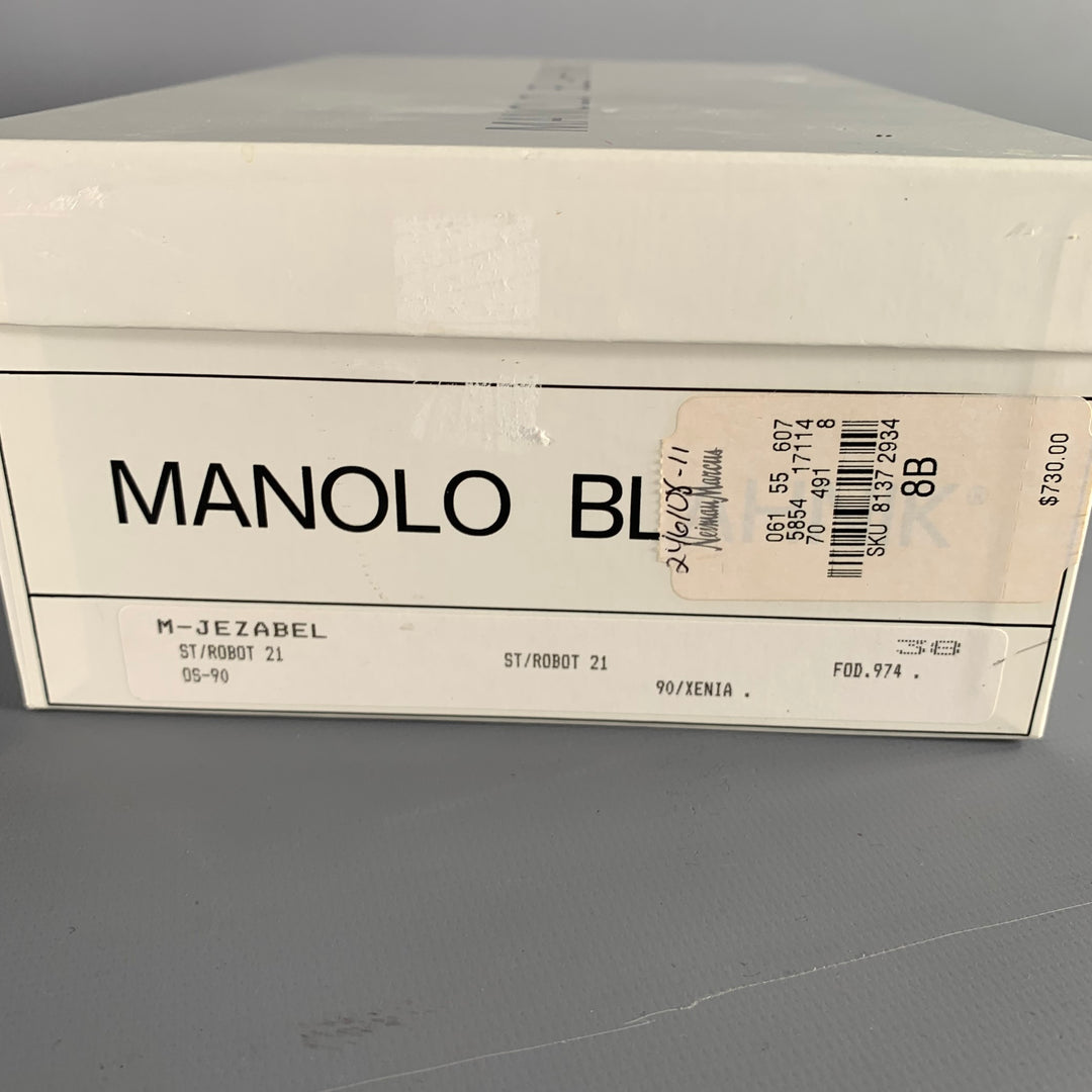 MANOLO BLAHNIK Size 8 Gold Leather Crackled Beaded Sandals