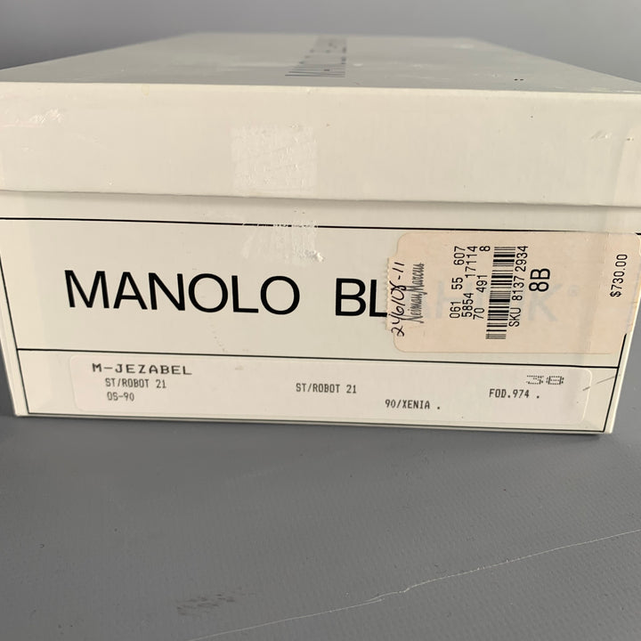 MANOLO BLAHNIK Size 8 Gold Leather Crackled Beaded Sandals