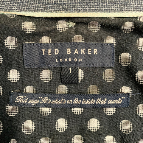 TED BAKER Size XS Calous Navy White Abstract Floral Cotton Short Sleeve Shirt