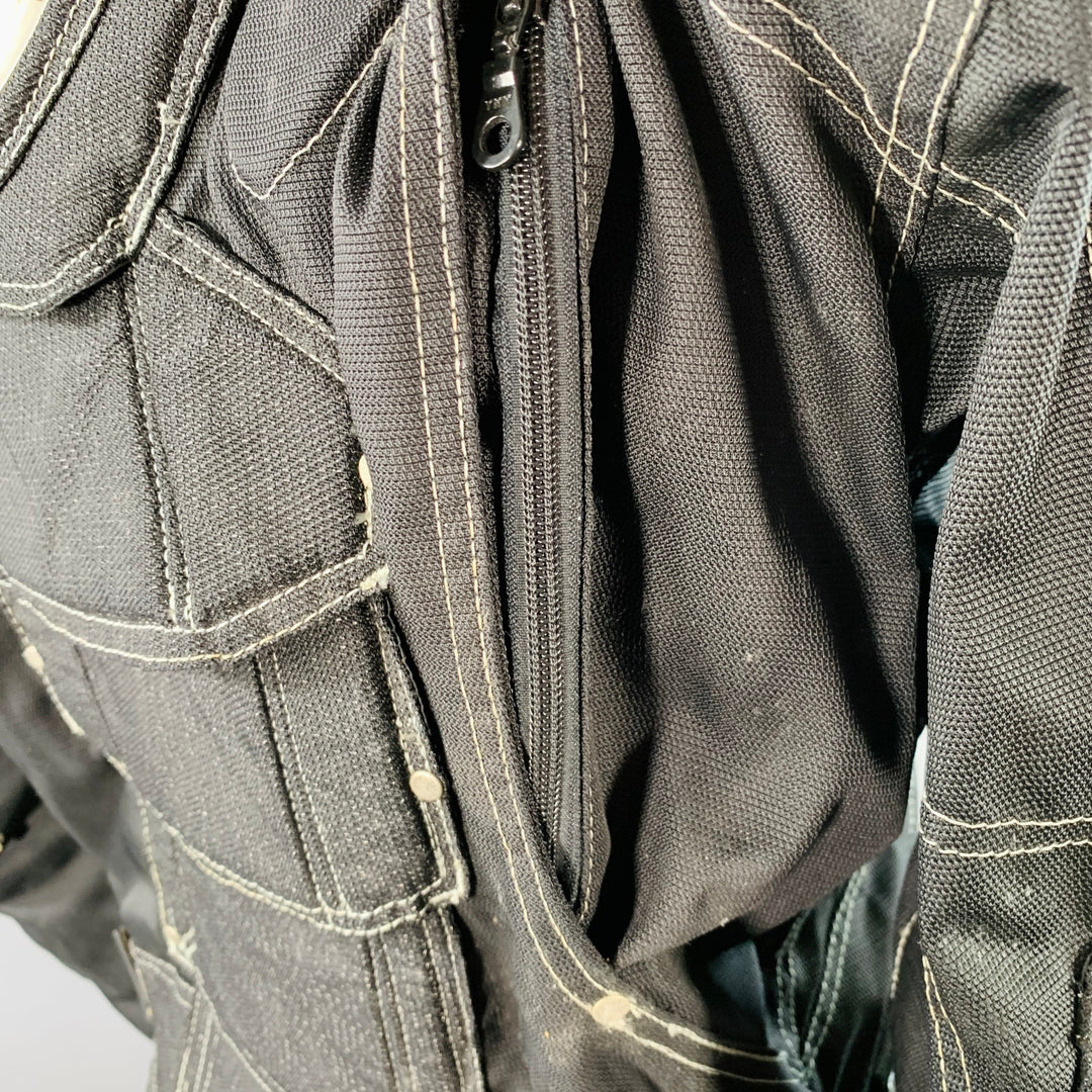 ICON Size L TiMAX Black Silver Nylon Motorcycle Jacket