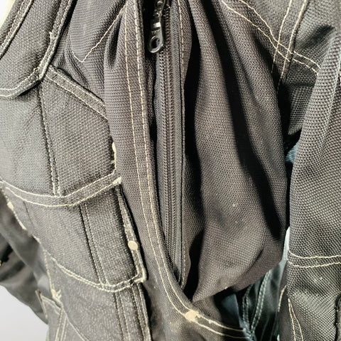 Blouson de moto ICON taille L, modèle TiMAX, noir/argent, en nylon