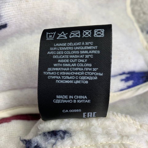 ISABEL MARANT Size L Off White Multi-Color Ikat Fleece Half Zip Sweater