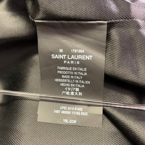 SAINT LAURENT Size 40 Black Multi Color Floral Viscose Varsity Jacket