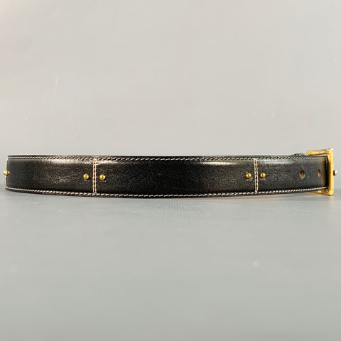 SAKS FIFTH AVENUE Size M Black Gold Studded Leather Belt