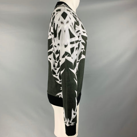 JUST CAVALLI Size M 2015 Black White Graphic Cotton Crew Neck Sweatshirt