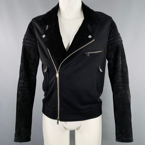 MARNI Size S Black Acrylic Blend Suede Motorcycle Jacket