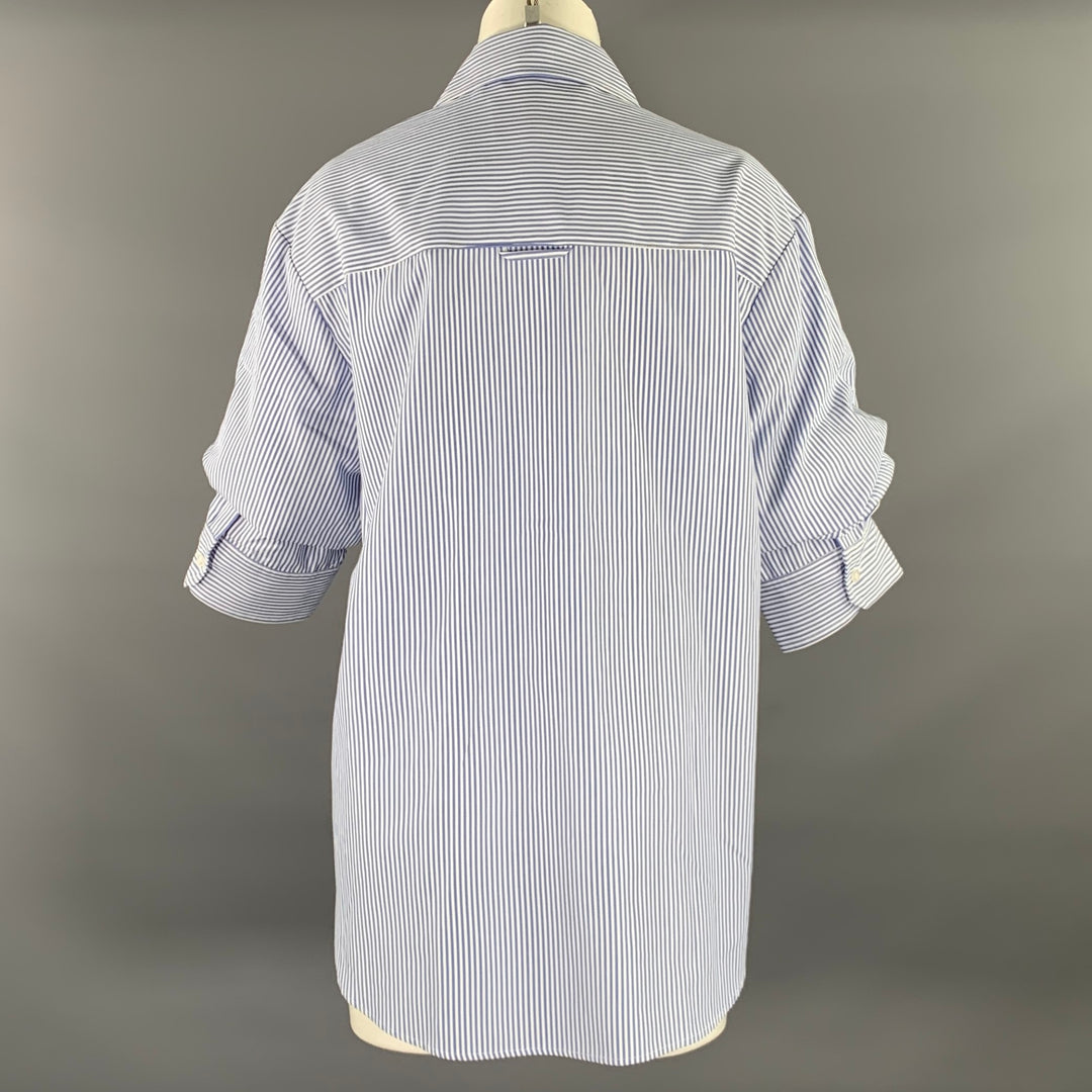 BROCHU WALKER Size M Blue White Cotton  Polyester Stripe Shirt