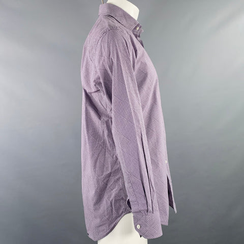 ETRO Size M Purple Checkered Cotton Button Up Long Sleeve Shirt