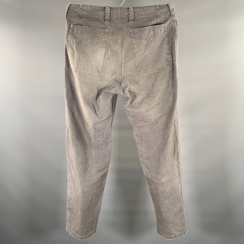 VISVIM Size L Grey Distressed Cotton Button Fly Casual Pants