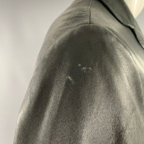 ARMANI COLLEZIONI Size 40 Black Lambskin Leather Single Breasted Jacket