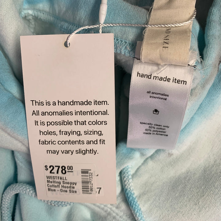 WESTFALL One Size Melting Snoopy Blue Dyed Cotton Blend Hoodie Sweatshirt