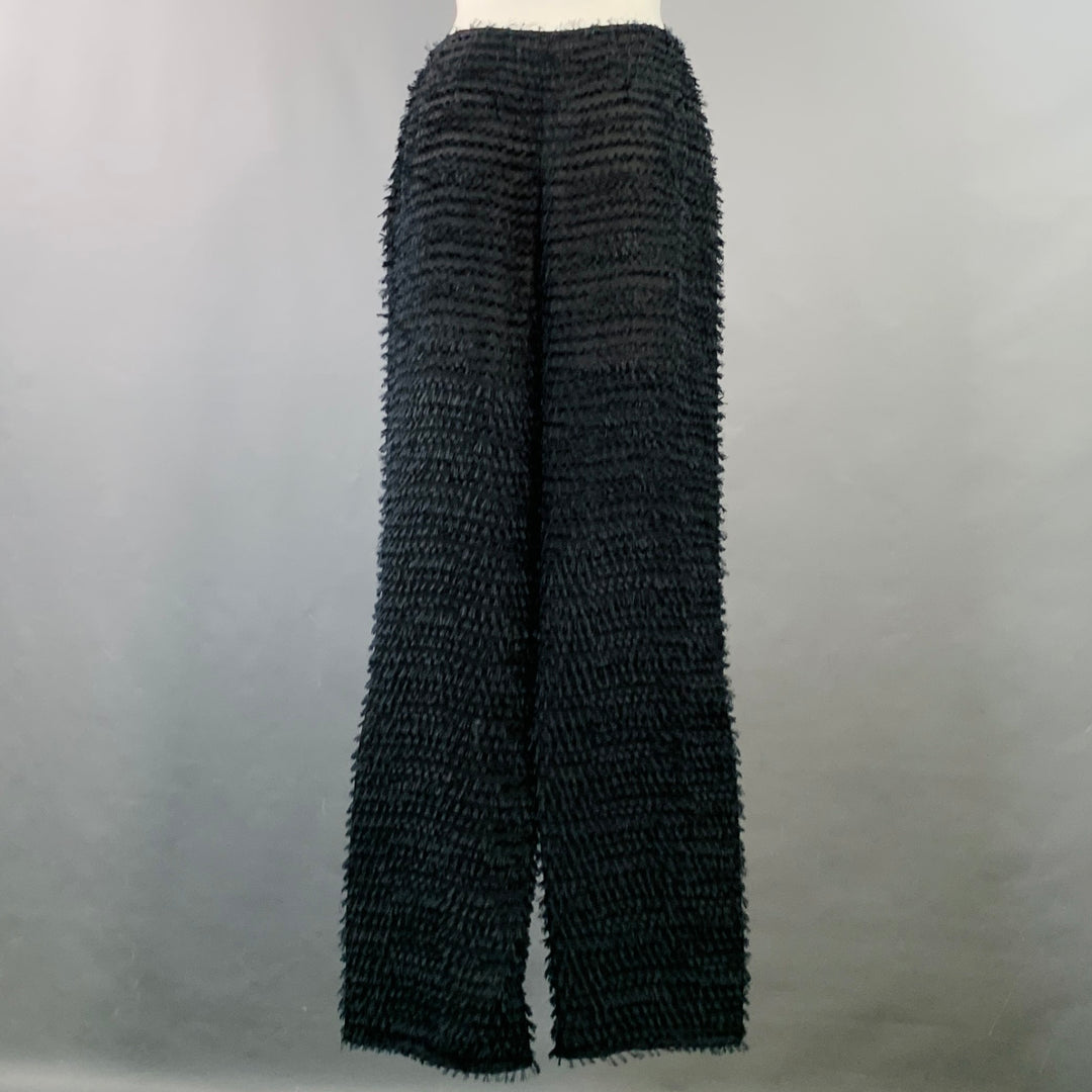 GIORGIO ARMANI Size XS Black Polyester Fringe Wide Leg Dress Pants