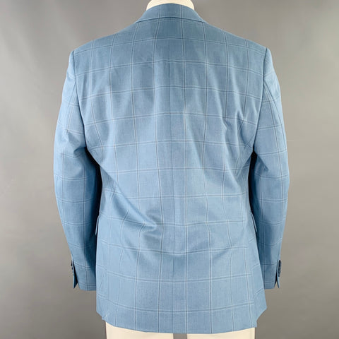 MICHAEL KORS Size 40 Short Blue Window Pane Polyester Blend Sport Coat