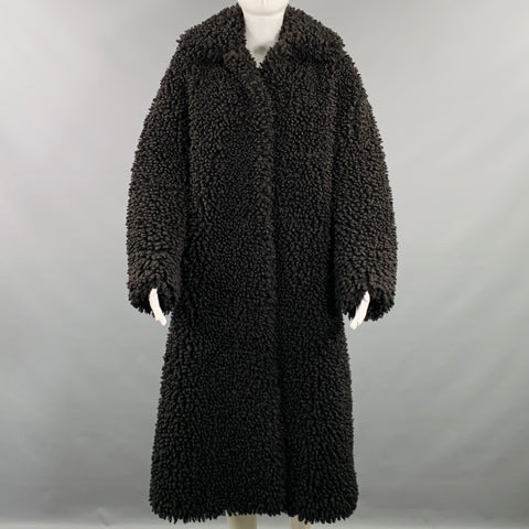 STAND STUDIO Size S Leah Black Polyester Shaggy Oversized Faux Fur Snaps Coat